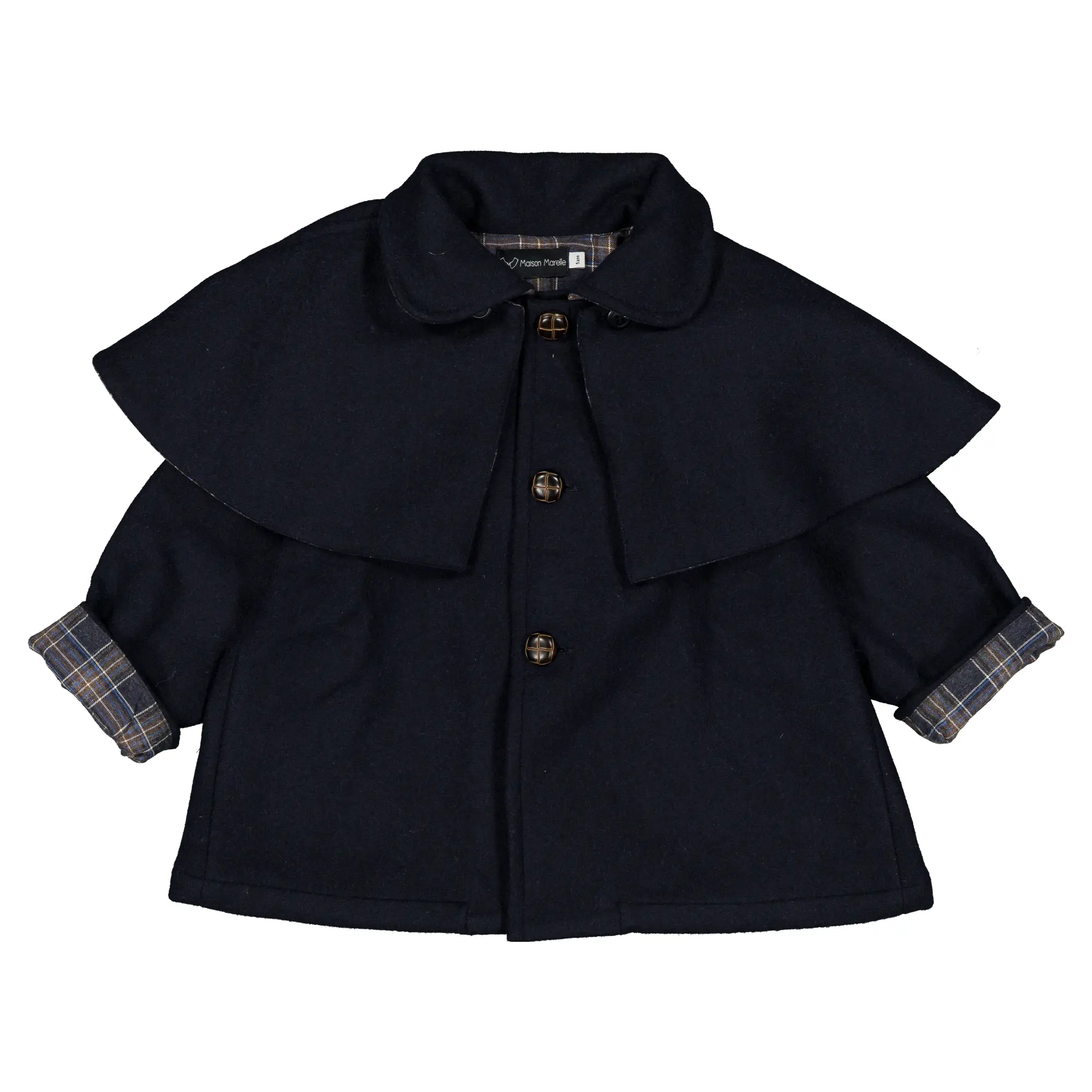 Manteau SHERLOCK- lainage bleu/tartan bleu